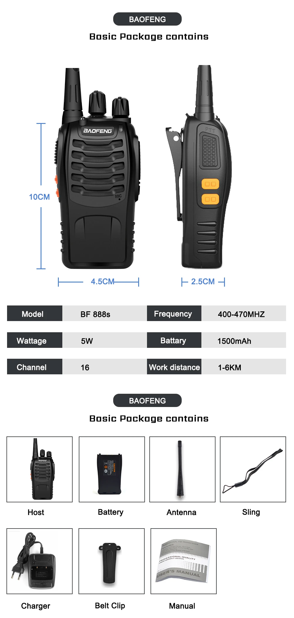4 шт. Baofeng BF-888S двухстороннее радио 5 Вт UHF 400-470 МГц 16CH BF 888S двухстороннее радио приемопередатчик UHF домофон портативное cb радио
