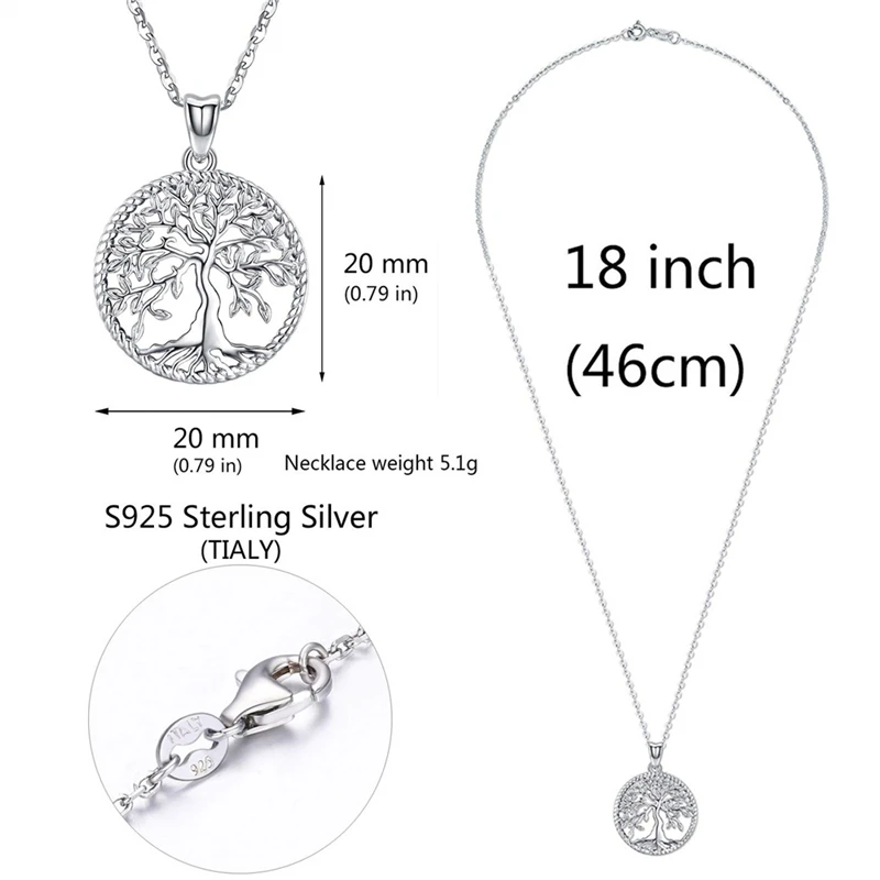 Ожерелье с подвеской в виде дерева жизни из стерлингового серебра 925 пробы, дизайнерское ожерелье с полым деревом, Подвеска для женщин, вечерние ювелирные изделия для девочек, колье