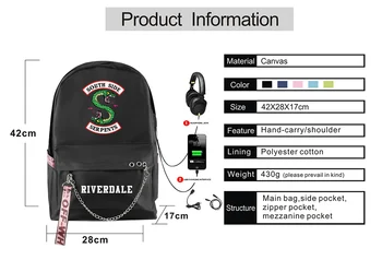 

Riverdale backpack Multifunctional Laptop Backpack sleeve case school backpack Waterproof USB Charge Port Riverdale Schoolbag