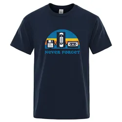 Never Forget Sarcastic Graphic Music Funny Printed Oversize Men's T-Shirt - Casual Breathable Cotton Tee - XXXL (Dark Blue)
