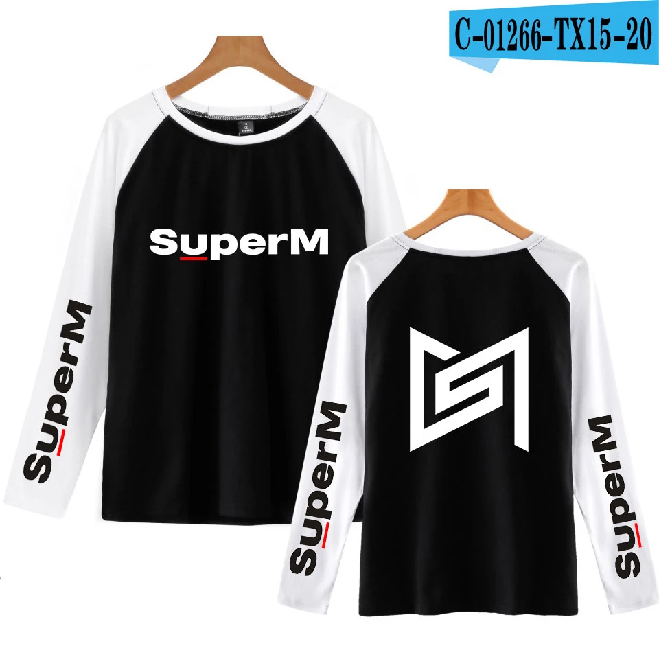 SuperM Kpop, женская футболка, Harajuku, модная, с длинным рукавом, Vogue, футболка для женщин/мужчин,, корейский стиль, футболки, повседневная, осенняя - Цвет: one