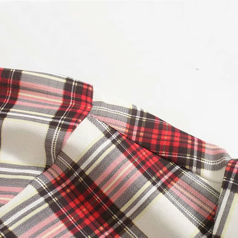 ZOEPO Plaid Printed Dresses Women Fashion Turn Down Collar Three Quarter Dress Women Elegant Long Dresses Female Ladies KA