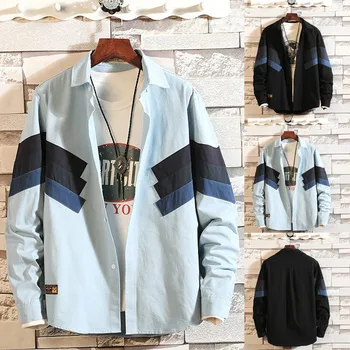 

Men's Casual Fashion Stripe Printing Loose Removable Long Sleeve Blouse 2020 hot new products Spot supplier Dropshipping Hot ins