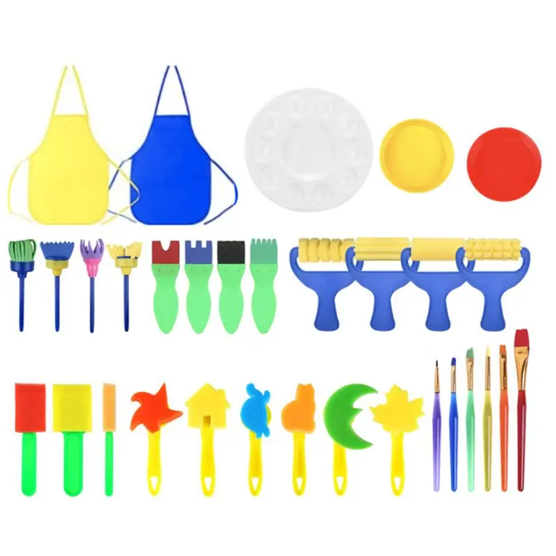 

32 Pieces Kid Painting Brushes Sponge Drawing Tools Set for Kids and Adults Watercolor Acrylic Art Class