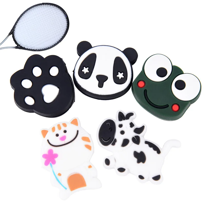 1 pieza de amortiguador de raqueta de tenis Animas de dibujos animados amortiguador de golpes múltiples patrones suaves y duraderos amortiguadores de vibración