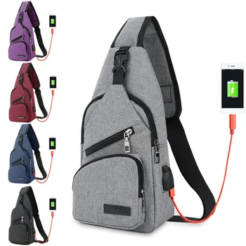 

Male Shoulder Bags USB Charging Crossbody Bags Men Anti Theft Chest Bag School Summer Short Trip Messengers Bag