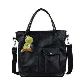 

2019 New Female Bag For Ladies Dinosaur Pendant Womens Handbag High Quality Leather Women Solid Color Shoulder Crossbody Bags