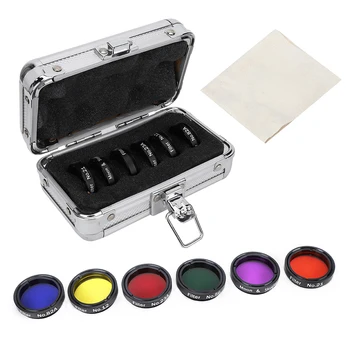 

1.25 inch Telescope Lens Filter 5 Colorful Filters and MOON & SKYLOW Lens Filter Kit for Telescope Eyepieces Nebulae Observation