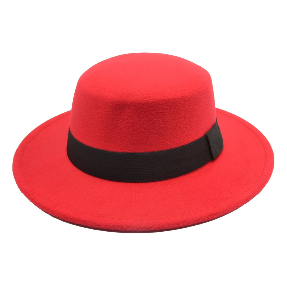 Красный Wool Hat Vintage British Wind Bow Hat Flat Hat for Spring Autumn Winter M88 - Цвет: Красный