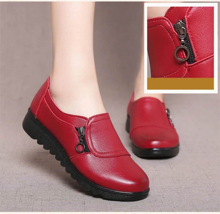 women shoes 2021 women flats shoes pu leather platform flat shoes zipper female casual shoes chaussures femme ballet flats shoes cute	