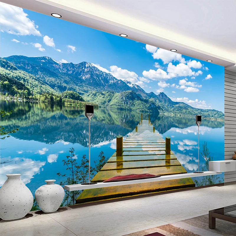 3D-Wallpaper-Nature-Scenery-Blue-Sky-Wooden-Bridge-Lake-Photo-Wall-Mural-Living-Room-TV-Sofa (2)