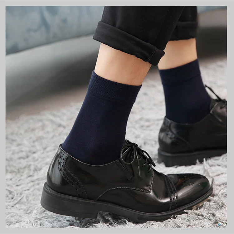 10 пар/лот, высококачественные мужские хлопковые носки, черные деловые мужские носки, новые дышащие осенне-зимние однотонные мужские носки