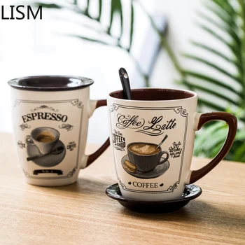 

Retro Simple with Spoon with Lid Coffee Milk Mug Travel Christmas Mugs Luxury Nordic Mug Creative Girl Personalised Mug Enamel