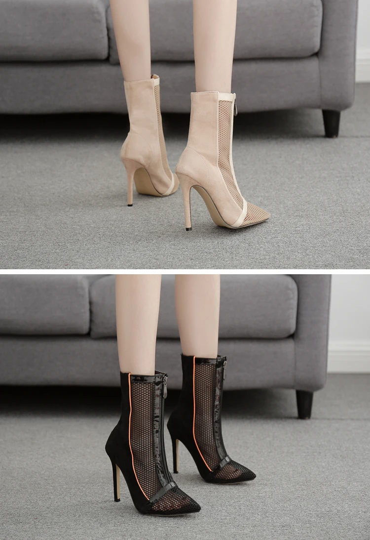Eilyken/ г., весенние женские ботинки пикантные открытые туфли-лодочки на высоком каблуке женские ботильоны на молнии женские ботинки «Челси» Botas Mujer