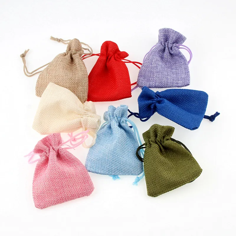

10Pcs 7x9/10x14cm Color Drawstring Burlap Bags Wedding Jute Gift Bag Jewelry Pouches Hessian Sack Necklace Earrings Bag Supplies