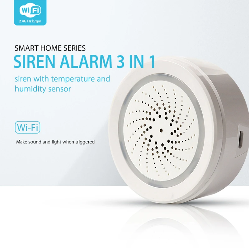 Haozee 3 в 1 Wifi сирена связь с датчиком температуры и влажности Tuya Smart Life Alexa Google Home IFTT