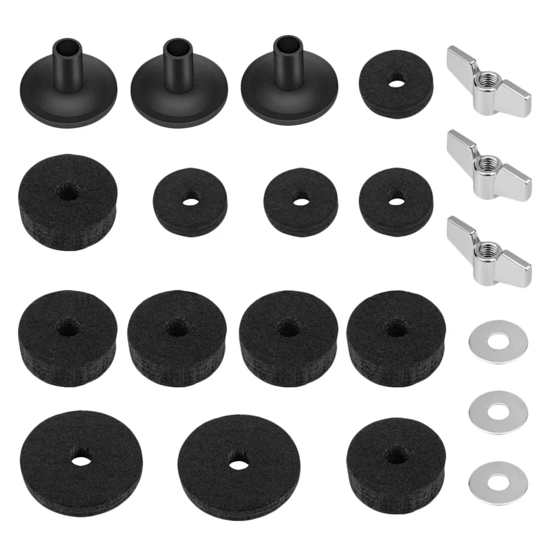 

21 Pieces Replacement Accessories Cymbal Stand Sleeves Cymbal Felts With Washer & Base Wing Nuts Replacement For Drum Set