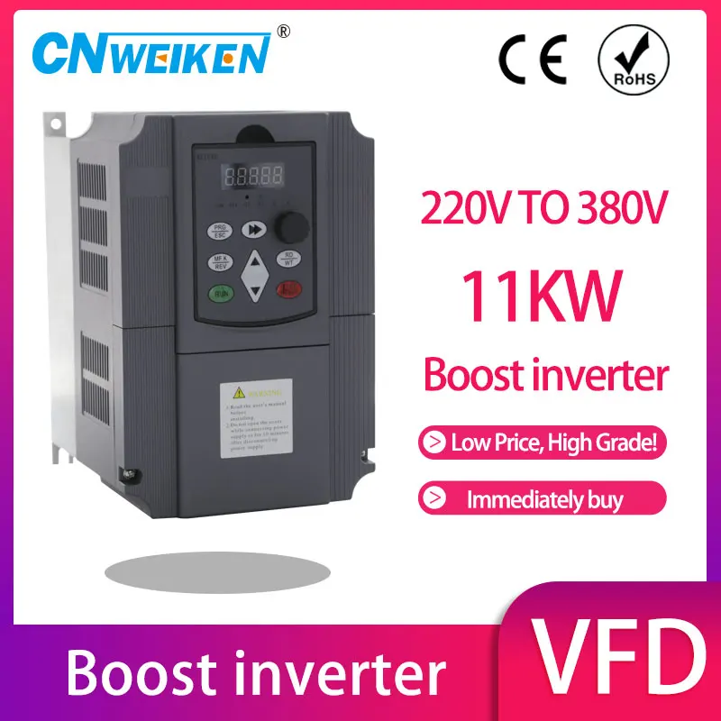 Преобразователь частоты 11kw AC 220V однофазный вход 3-фазный выход 380V VFD 50 Гц 60