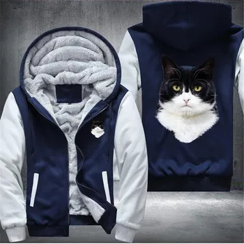 

Cat Premium Mens Winter Hoodies Male 2020 New Harajuku Casual Sweatshirts Hooded Zipper Warm Sportswear Thicken Warm Outwear