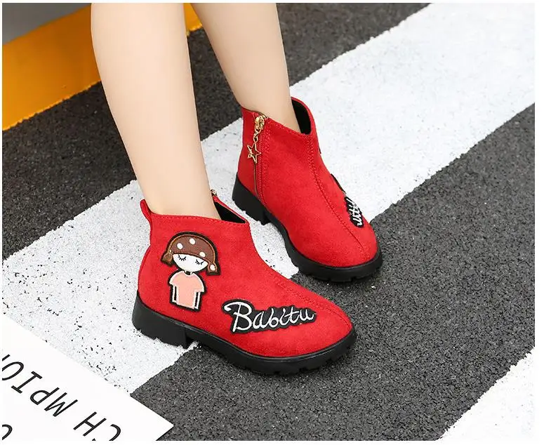 Waterproof non-slip girl boots winter boots baby princess in the tube children's wool thick snow boots cotton shoes