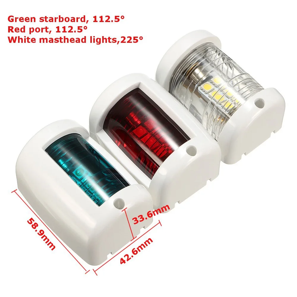 

high quality 3PCS Set 12V Marine Boat Yacht Mini Masthead Starboard Port Navigation LED Light for car accessories waterproof