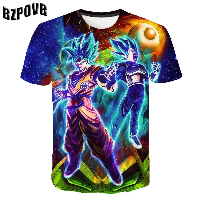 Мужская 3D футболка для детей с принтом Dragon Ball Z Ultra Instinct Goku Super Saiyan God Blue Vegeta летняя