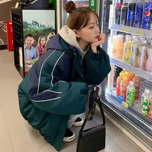 

padded jacket women short Winter trend students Korean Fashion Students color matching loose Oversize coats Woman clothes
