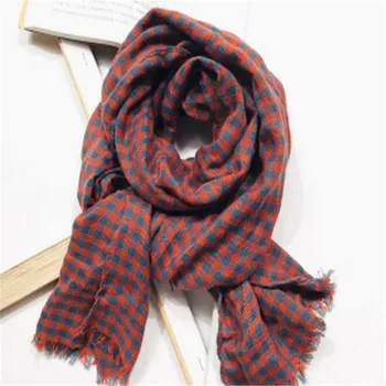 

Baby scarf centers around the spring and autumn period and the thin type of cotton and linen children fall boy grid color BKX013