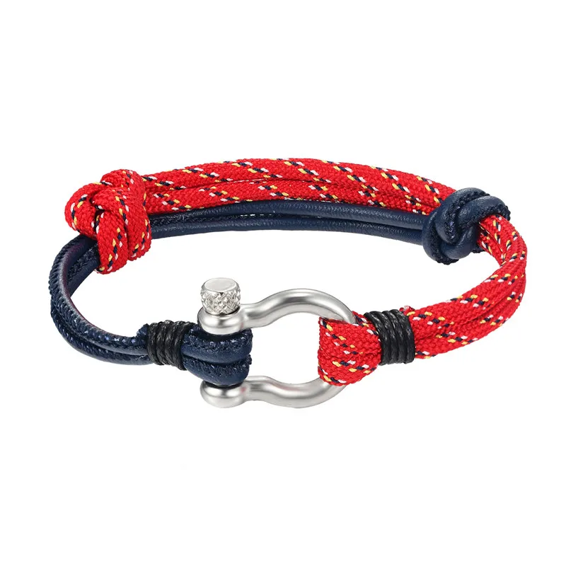 Classic National Flag Bracelets Woven Rope with Leather Survival Bracelet Friendship Gifts Jewelry for women men Lovers Handmade