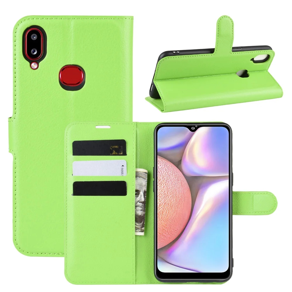 Для samsung Galaxy A10s чехол Кожаный чехол-портмоне держатель для телефона Coque черный чехол для книги samsung A10 S A107 A107F сумки - Цвет: Зеленый