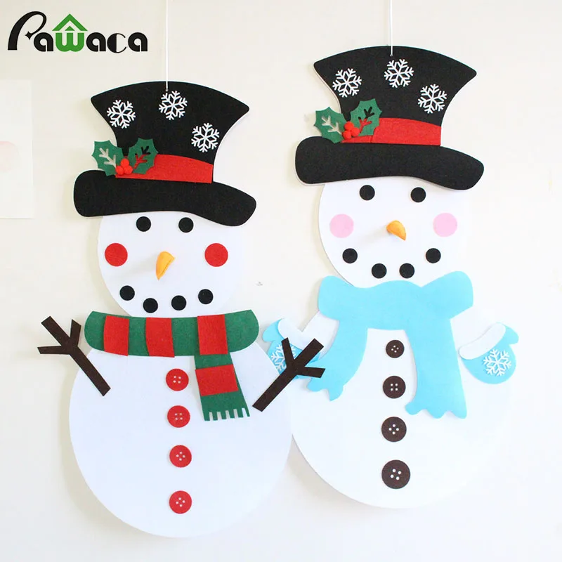 

2019 Christmas Decorations 50x100 cm DIY Felt Snowman Set New Year Christmas Decor Gift Door Wall for Kids Party Game Christmas