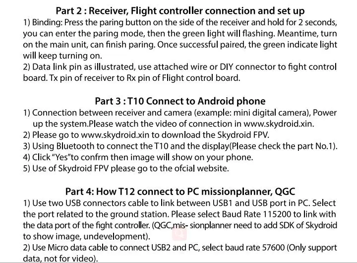 Skydroid T10 пульт дистанционного управления цифровая передача изображения Цифровая камера четыре в одном аэрофотосъемка Дрон для защиты растений