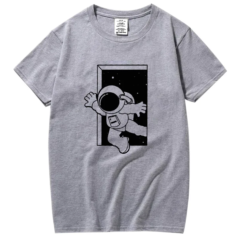 

XINYI Men's T-shirt 100% cotton high quality fashion casual Funny astronaut printed men T shirt casual knitted mens t-shirt tops