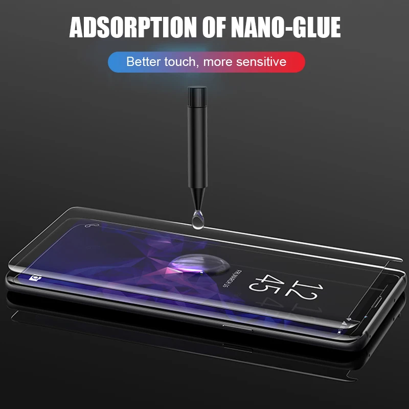 Жидкое УФ стекло с полным покрытием для Samsung Galaxy S8 S9 S10 S20 plus Note 8 9 10 lite Ultra|Защитные