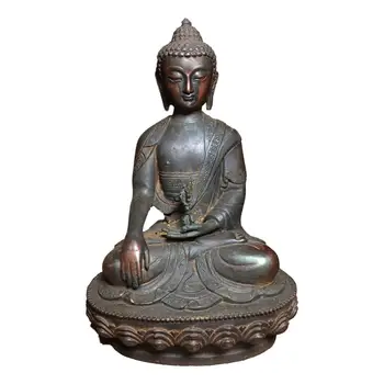 

LaoJunLu Red Copper Shakyamuni Buddha Statue Holds The Magic Pestle Imitation antique bronze masterpiece collection of