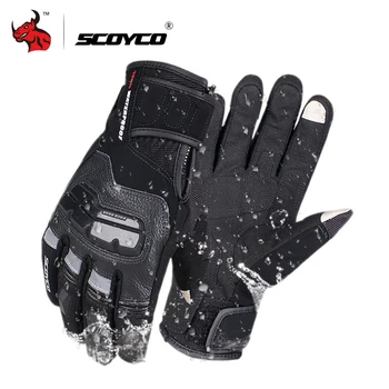 

SCOYCO Motorcycle Gloves Genuine Cow Leather Moto Gloves Touch Screen Waterproof Motocross Gloves Winter Motorbike Riding Gloves