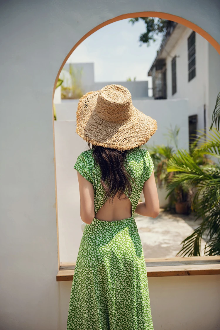 Heydress Для женщин летние пикантные туфли с низким вырезом на спине винтажное платье-миди с цветочным принтом Разделение бохо платье Повседневное праздник леди пляжное платье Vestidos