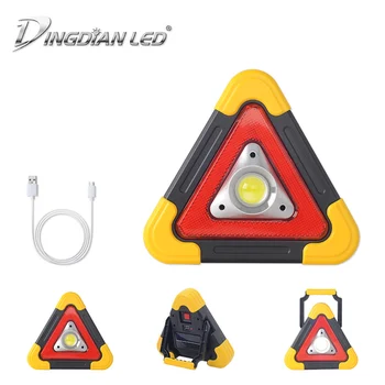 

Car Repair LED Work Light COB Triangle Warning Traffic Light Solar Rechargeable DC5V 20W Outdoor Portable Handle Easy Carry Lamp