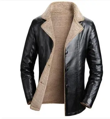 black B M-5XL,, зимняя мужская одежда, новая мода, мех, один отложной воротник, бархат, утолщенная мотоциклетная кожаная куртка для отдыха размера плюс - Цвет: black B