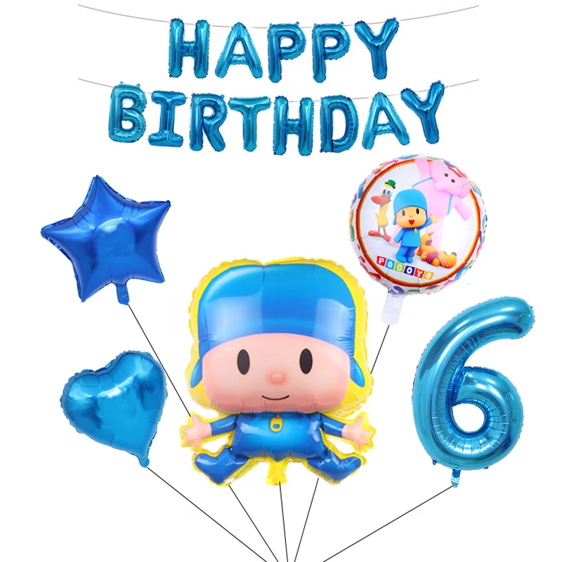 SET 6 POCOYO детский день рождения принадлежности мультфильм украшения шар посуда чашка тарелка шляпа Tiga детский день детский душ - Цвет: SET 6