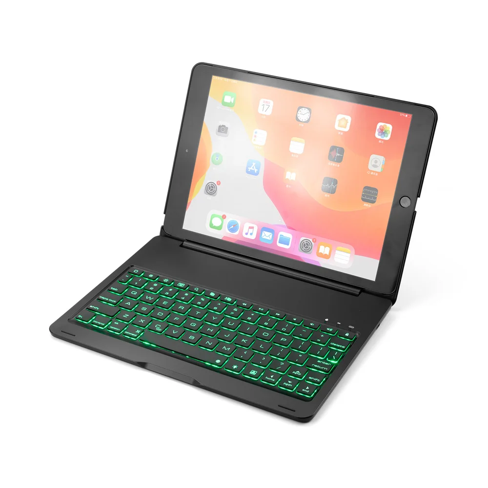 Для Apple iPad 10,2 дюймов планшет Роскошный Алюминиевый Чехол-книжка с Bluetooth клавиатурой защитный чехол-Подставка 7 цветов с регулируемой подсветкой