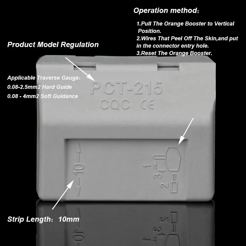 PCT-212(10 шт./лот) Универсальный Компактный провод соединитель проводки 2 Pin, проводниковый блок 0,08-2.5mm2 PCT212
