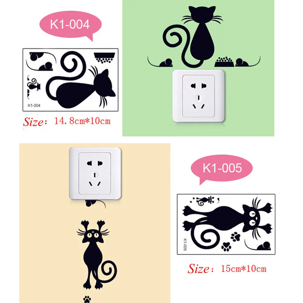 Переключатель наклейки мультфильм кошка шаблон на стену украшения DIY