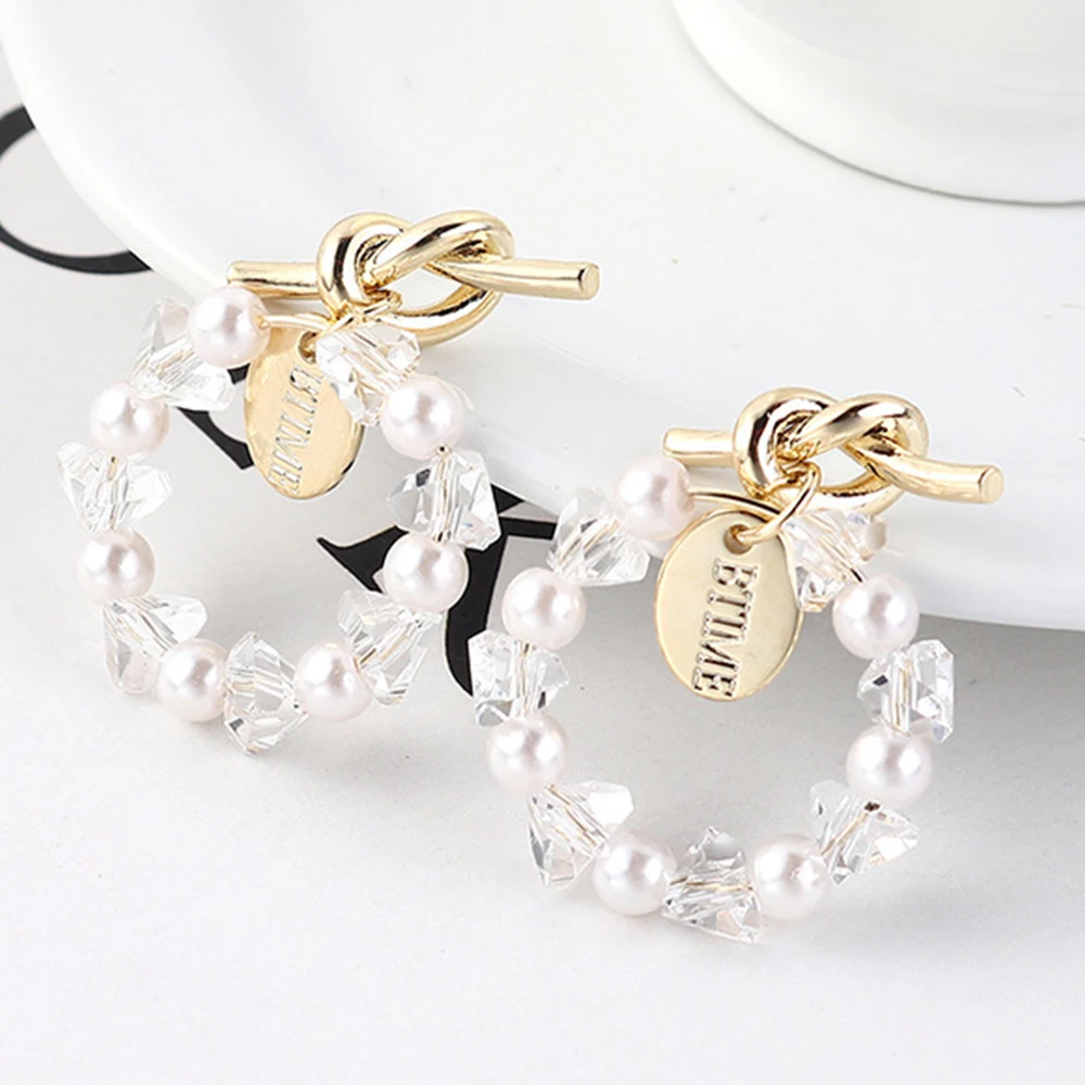 

2019 Earings Pendientes Mujer Moda kolczyki pendientes Personality Knotted Earrings Ring Imitation Pearl aretes de mujer