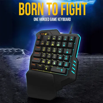 

K1/K13/K19 USB Wired One Handed Mechanical Feel Gaming Keyboard Rainbow Colorful 35 Keys RGB Backlit Keypad for PUBG Mobile