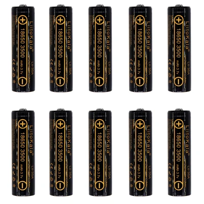 10 pcs Battery Liitokala 18650 литиевая батарея lii-35A перезаряжаемая батарея 3500 mAh Высокая емкость 3,7 V заостренный светильник вспышка светильник батарея - Цвет: 10 pcs Battery