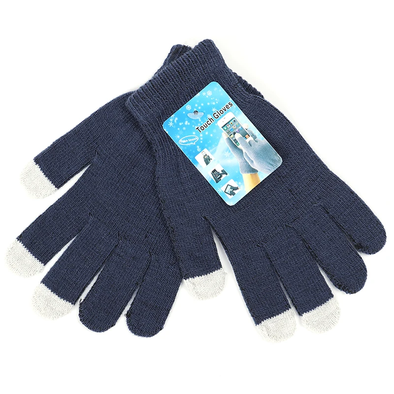 Grey-blue Новинка,, высококачественные, 14 цветов, унисекс, зимние, теплые, конденсатор, вязаные перчатки, ручной сенсорный экран, смартфон, новые продукты - Цвет: Grey-blue