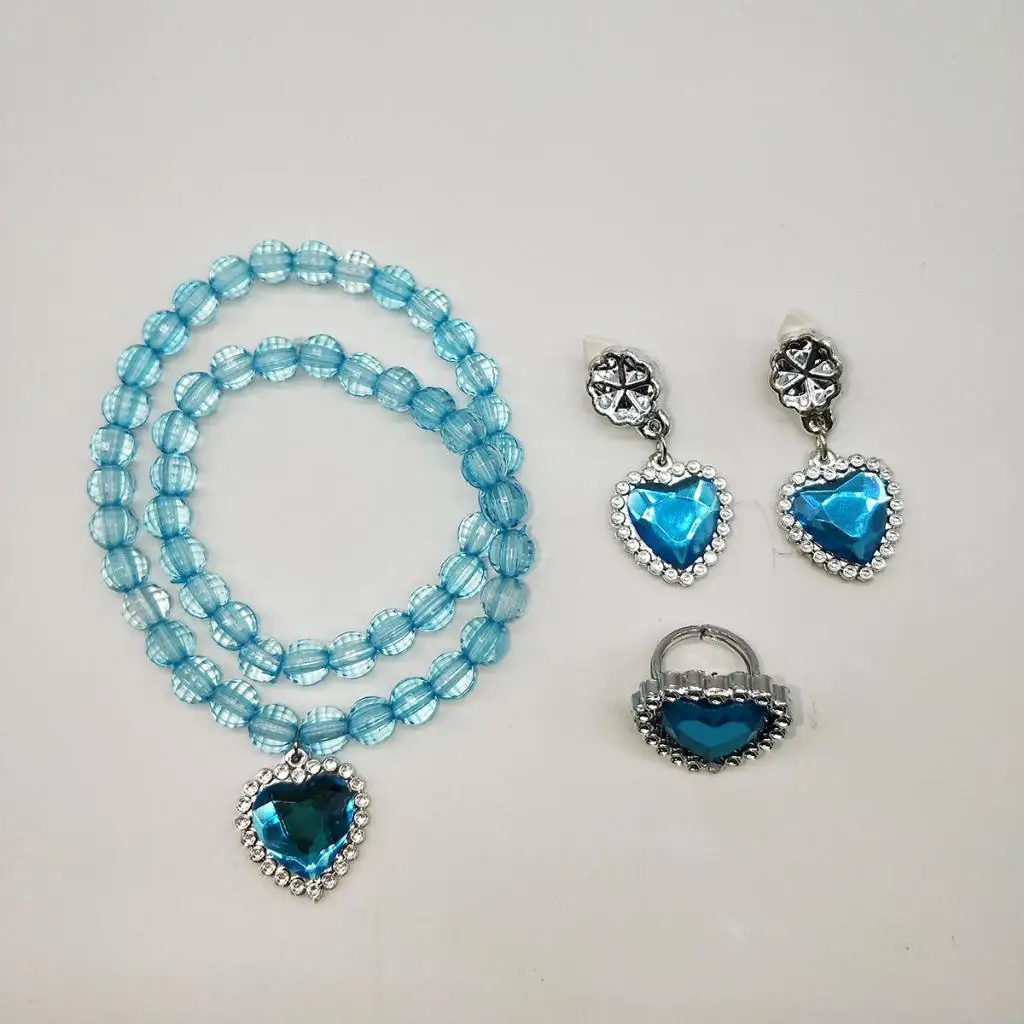 Blue Yelow Princess Dress up Accessories Gift Set for Belle Crown Sceptre Jewerly Set