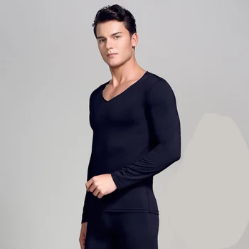 

Thermal Underwear For Men Solid Colour V-neck Pajamas Set Full Sleeve Tight Thermo Lingerie Autumn Winter Warm Long Johns