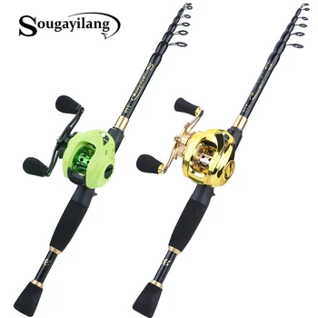 

Sougayilang1.8-2.4m Telescopic Casting Fishing Combo Portable Ultralight Rod and 6.3:1 High Speed Gear Ratio Fishing Reel